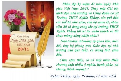 Thư chúc mừng Nhân kỷ niệm 42 năm ngày Nhà Giáo Việt Nam (20/11/1982-20/11/2024)
