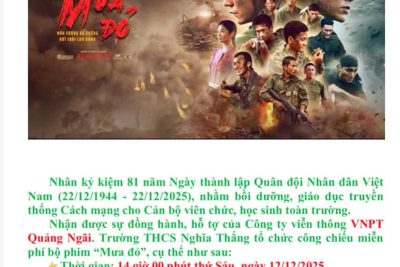 THÔNG BÁO CÔNG CHIẾU PHIM “MƯA ĐỎ”